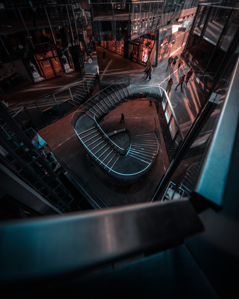 nautical vessel, reflection, stage, railing, spiral, person, street, aircraft, architecture, vehicle, arcade game machine, 4K, business, turntable