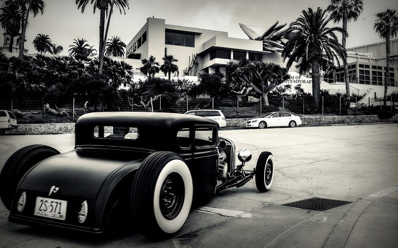 vintage, bw, slammed, rod, black, hot, car, hd, 1080P, cars