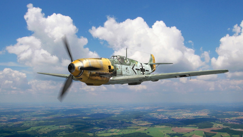 Luftwaffe, the German pilot of the fighter units of the Luftwaffe, 1080P, speed, fighter plane, above, single-engine piston fighter-low, on the move, motion