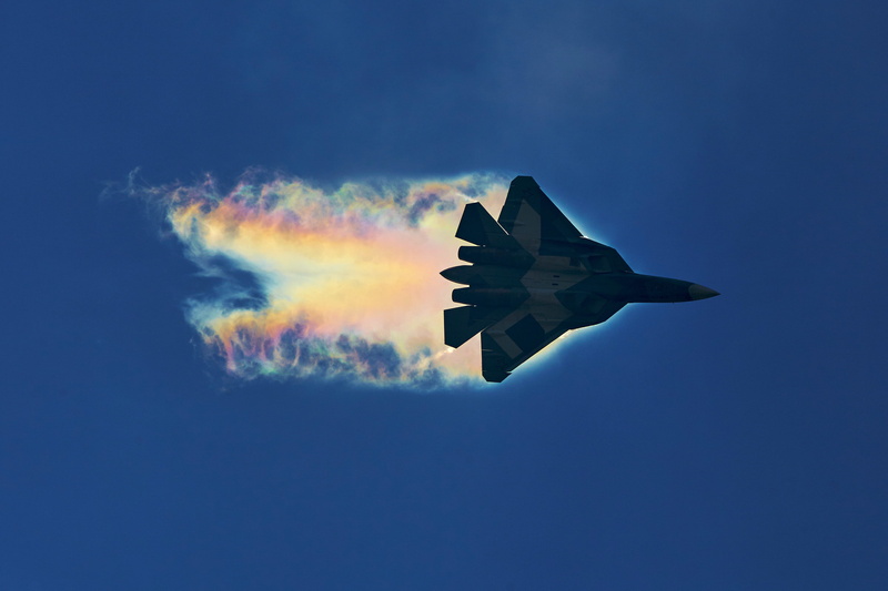 Maneuver, airplane, Aviation, 2K, Complex, plane, MAKS, nature, T-50, generation, BBC, flying, Speed, Promising, military, military airplane, gray, sky