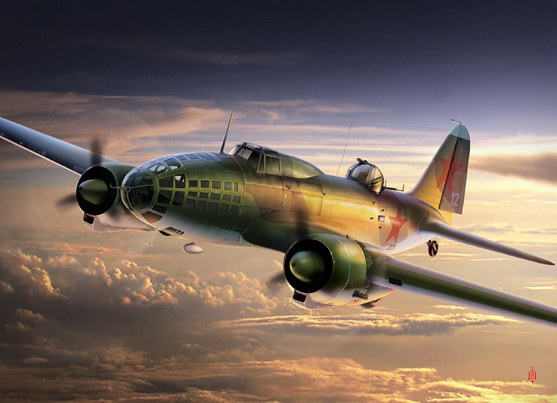 DB-3, Soviet, travel, aerospace industry, mode of transportation, figure, nature, outdoors, dusk, cloudscape, on the move, plane, cloud - sky, transportation