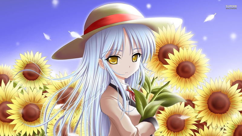 Angel Beats!, Tachibana Kanade, 1080P, anime girls, anime, sunflowers