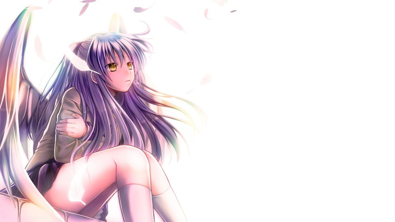Tachibana Kanade, Angel Beats!, anime, beauty, white background, women, one person, portrait, copy space, young adult, adult, sitting, hair, hairstyle