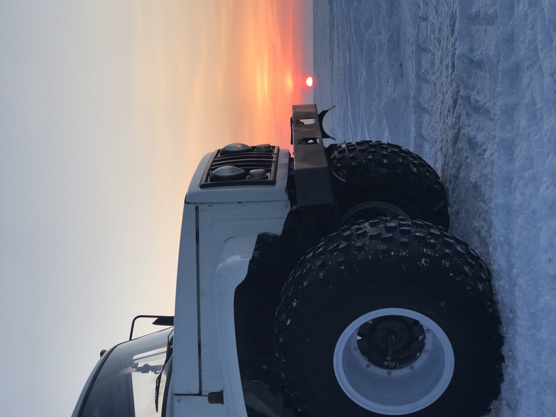 sunset, fire - Natural Phenomenon, machinery, suv, yamalo-nenets autonomous okrug, industry, winter, land Vehicle, heat - Temperature, white, transport