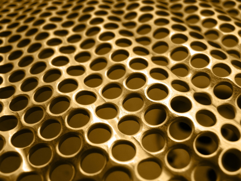 abstract, circle, selective focus, pattern, circles, steel, shape, 2K, indoors, design, macro, industry, gold colored, glass, hexagon, background, hole