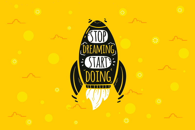 letters, rocket, figure, words, graphics, motivation, 5K, font