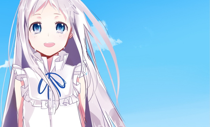 Honma Meiko, blue, human face, representation, women, sky, childhood, sunlight, outdoors, Ano Hi Mita Hana no Namae wo Bokutachi wa Mada Shiranai, copy space