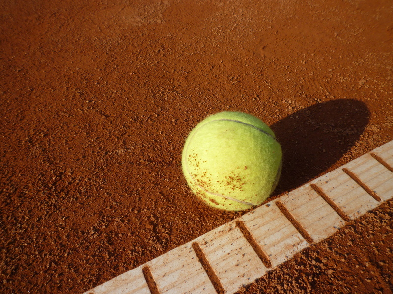no people, shadow, ground, lawn, line, sports equipment, leisure activity, 4K, day, boundary line, tennis, yellow, sport, off, tennis court, sand, racket sport