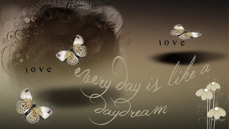flowers, 1080P, abstract, 3d and abstract, transparent, brown, butterflies, firefox persona, daydream, every, day, love, daydreams