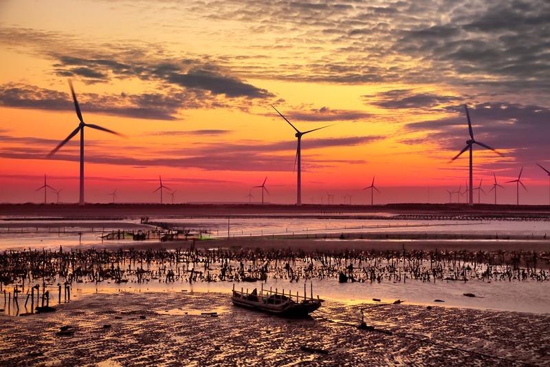 剪影, water, proof, wind, 1080P, Sunsets, SKY, 溼地, 夕陽, sun, generator, sea, wind Turbine, 船, SILHOUETTE, nature, windmills, every day, body of water, turbine