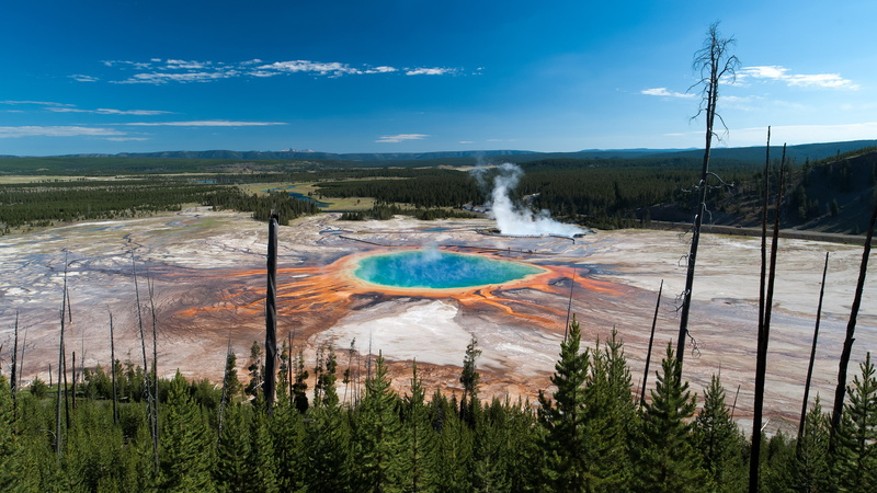 tree, power in nature, volcano, outdoors, sky, geology, mountain lake pool image, 4K, environment, steam, nature, smoke - physical structure, no people