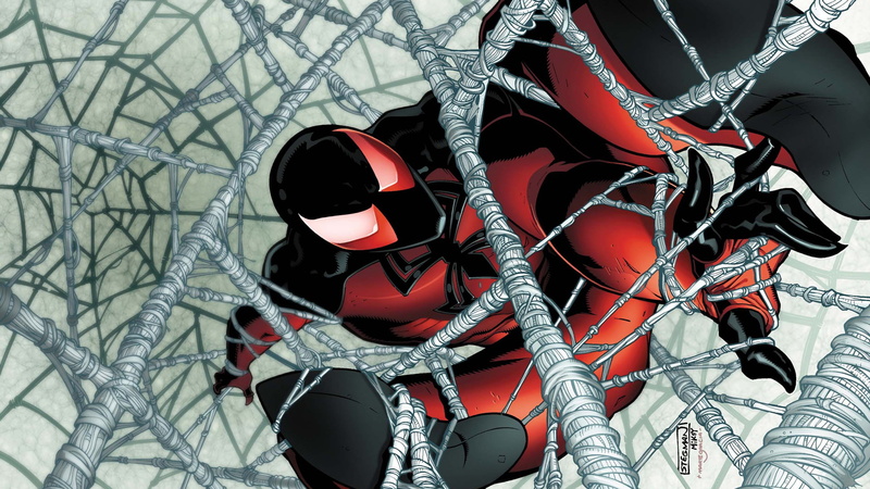 man, 1080P, hd, cartoon/comic, web, illustration, black, spider, carnage, red