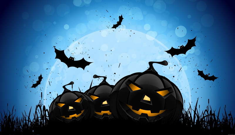 poster, 4K, bat, pumpkin, bats, celebration, halloween, cartoon, lamp
