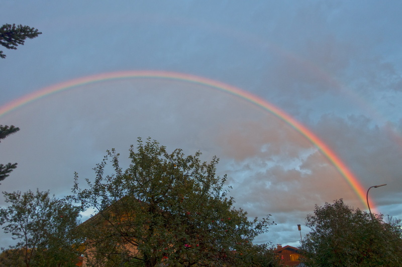 mood, idyllic, cloud - sky, bow shaped strip lighting, multi colored, day, beauty in nature, evening, atmospheric optical phenomena, colorful, non-urban scene