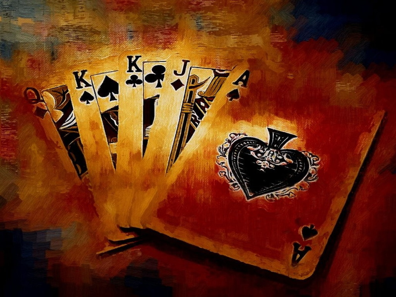 brown, Dead mans hand, playing cards, digital art, 480P