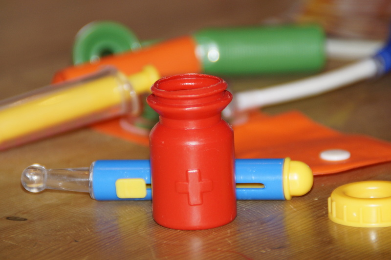 Children, bottle, multi colored, day, doctor, indoors, medical, pediatrician, red, green color, selective focus, wood - material, brown, children toys