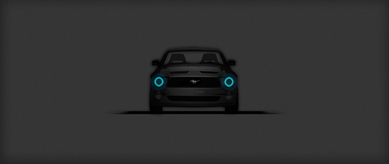 dark, digital art, ford mustang, 2K, minimalism, artist, minimalist, artwork, hd
