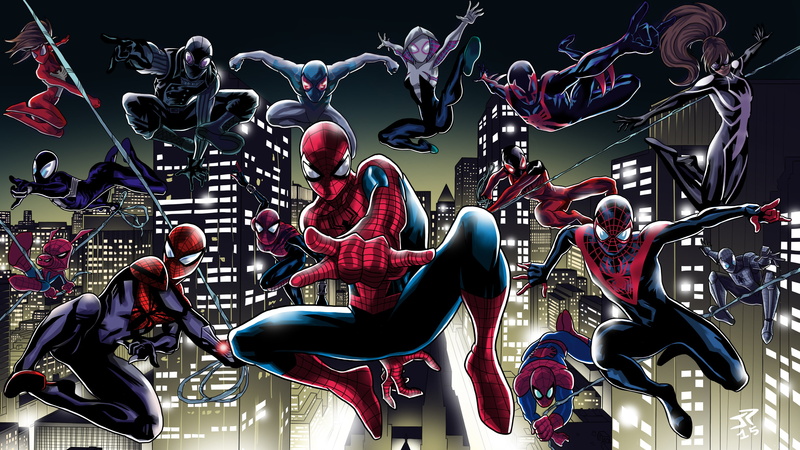 Spider-Man: Into the Spider-Verse, 4K, Jonathan Piccini, comic, art, Into the Spider-Verse, Spider-man: universes, characters, poster, Spider-Man, MARVEL