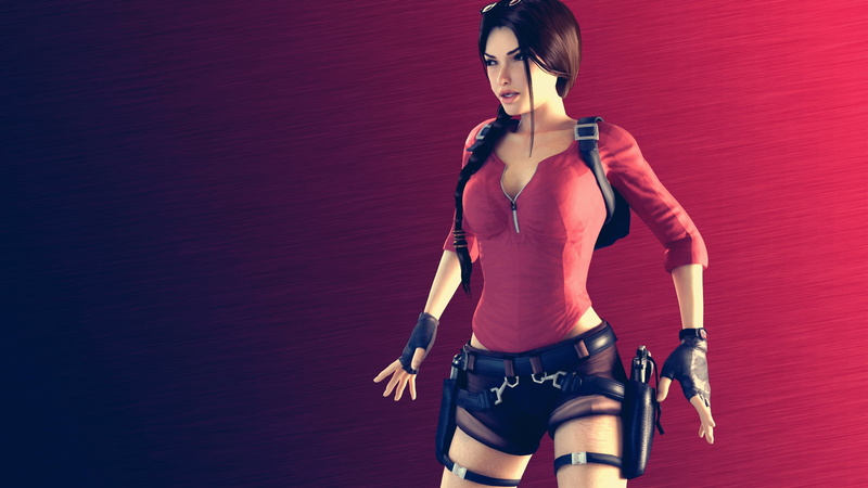 leather, pigtails, Tomb Raider, watch, females, three quarter length, front view, sunglasses, young women, one person, looking away, women, young adult