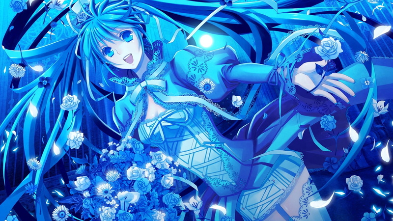 glowing, illuminated, miku, blue, rose, healthcare And Medicine, nice, technology, smile, abstract, girl, shiny, backgrounds, cell, decoration, 1080P