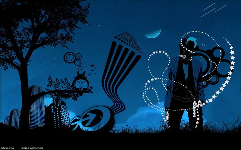 720P, illuminated, digital composite, sky, heverilson, standing, tree, night, technology, motion, outdoors, star - space, full length, silhouette, one person