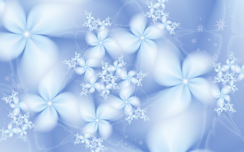 pastel, soft, cool, flowers, spiral, 3d and abstract, blue, fractals, winter, 1080P