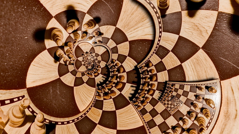 Brown, pattern, Board Games, Recursion, indoors, Chess, shape, backgrounds, 1080P, no people, directly above, Square, design, focus on foreground, high angle view