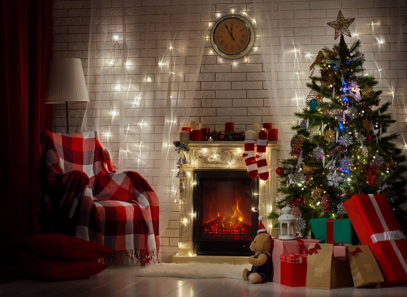 home interior, illuminated, light, Christmas Ornaments, Christmas Tree, decoration, tree, christmas decoration, Gift, Holiday, christmas lights, Room, Fireplace