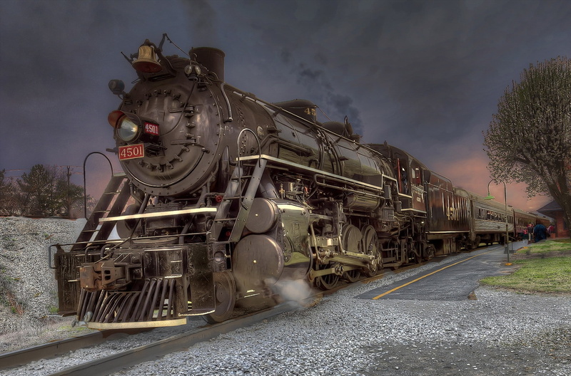 train, 1080P, trees, railway