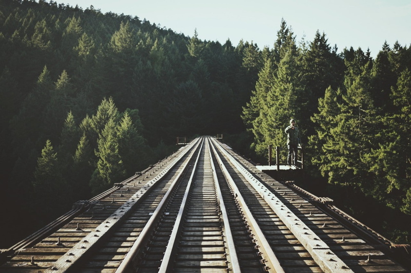 direction, railway, public transportation, vanishing point, transportation, no people, plant, parallel, connection, 720P, diminishing perspective, the way forward