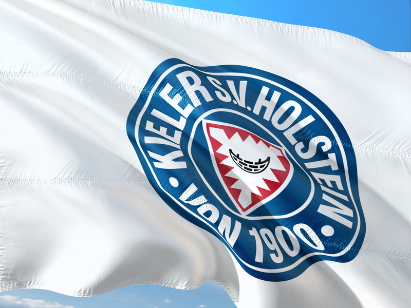 full frame, badge, holstein kiel, logo, white color, representation, bundesliga, text, blue, close-up, kiel storks, nature, forbidden, outdoors, communication