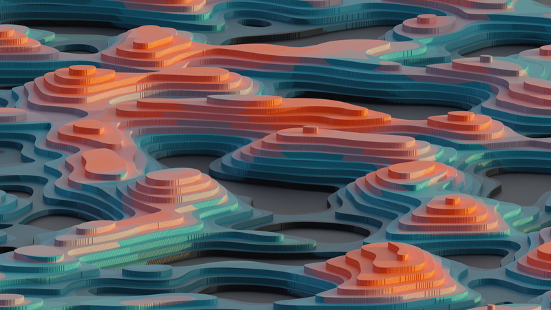 digital art, colorscape, digital, mountains, 4K, dunes