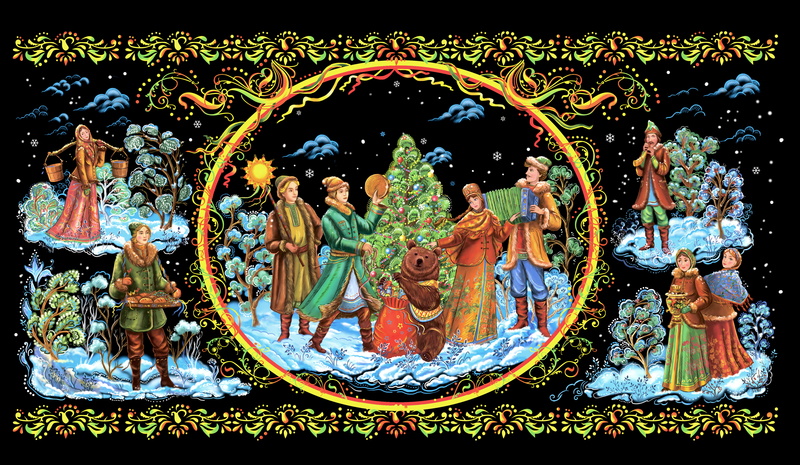 New year, 5K, Palekh, painting, Palekh miniature, Christmas