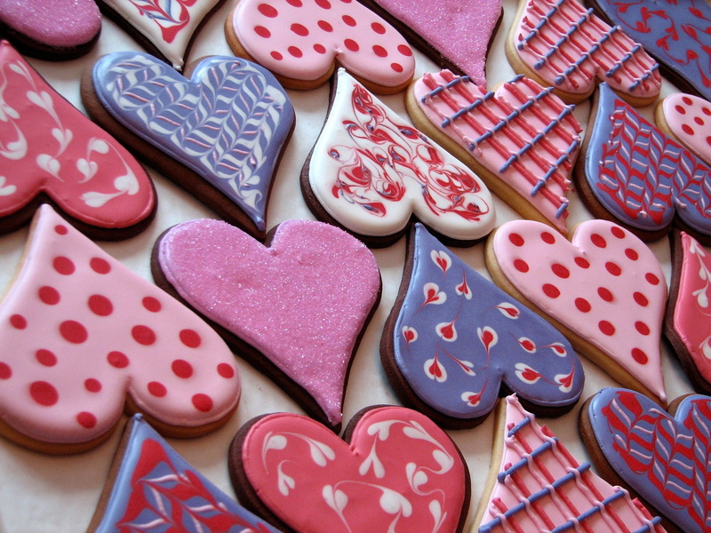 positive emotion, indulgence, Valentines Day, sweet food, full frame, valentines day - holiday, icing, heart, high angle view, indoors, food and drink