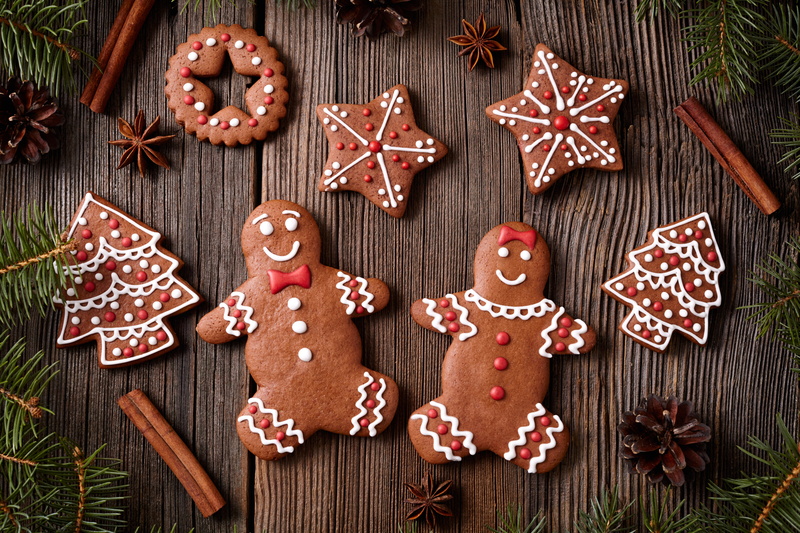 Merry, New Year, glaze, decoration, cookies, Xmas, sweet, gingerbread, cakes, Christmas, 5K