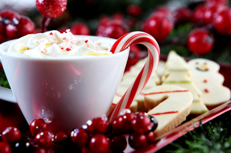 tea cup, focus on foreground, candy, cranberry, cakes, cookies, Cup, candycane, healthy eating, freshness, drink, berry fruit, refreshment, food and drink