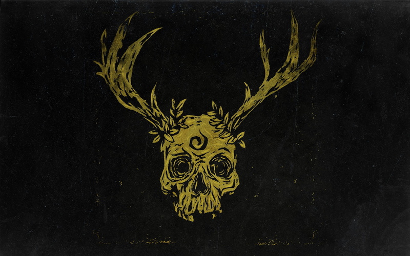 fantasy art, minimalism, black background, 1080P, artwork, skull, True Detective, deer, dark