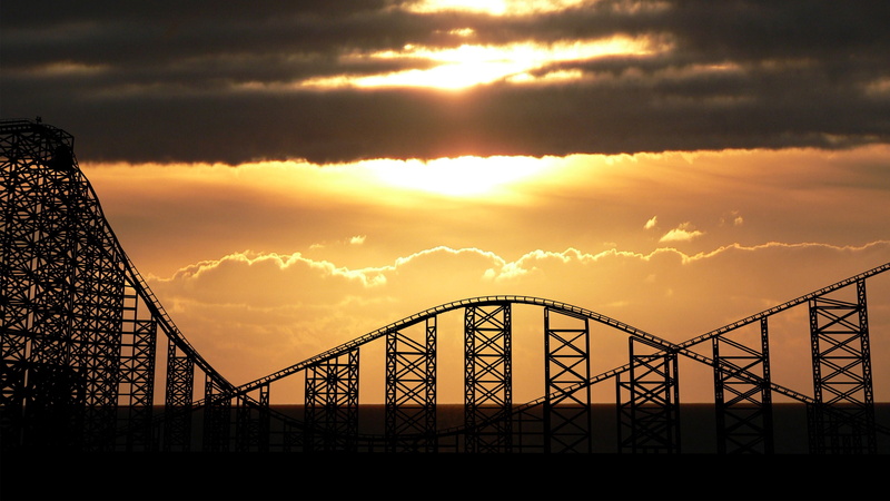travel destinations, bridge - man made structure, coaster, silhouette, outdoors, sunlight, alloy, sunset, transportation, built structure, bridge, dusk