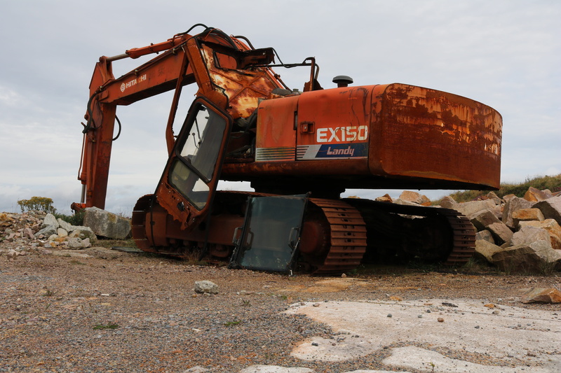 work, industry, abandoned, 5K, metallic, field, construction, site, hitachi, transportation, run-down, old, rusted, blade, rock, sky, machine, build, rusty