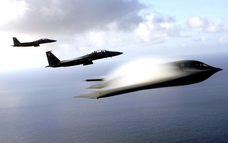 b, F-15 Eagle, 720P, oceans, art, nature, hd, eagle, f, aircraft, spirit, b-2 spirit