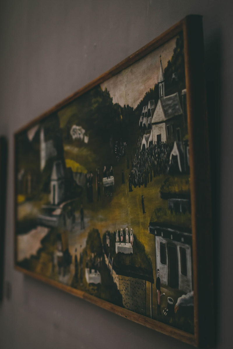 built structure, window, electronics, wall, building, brown, interior design, art gallery, reflection, mural, poster, day, monitor, painting, wall - building feature
