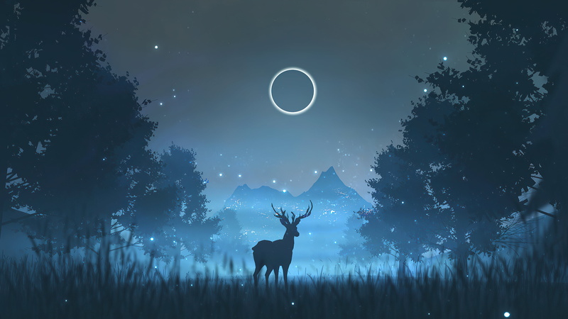 artwork, digital, reindeer, 4K, digital art, ArtStation, 4K, minimalism