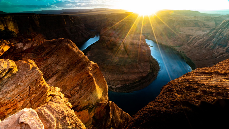 water, national Landmark, red, extreme Terrain, sunset, majestic, 2K, grand Canyon, no People, southwest USA, blue, valley, rock, mountain, rock - Object