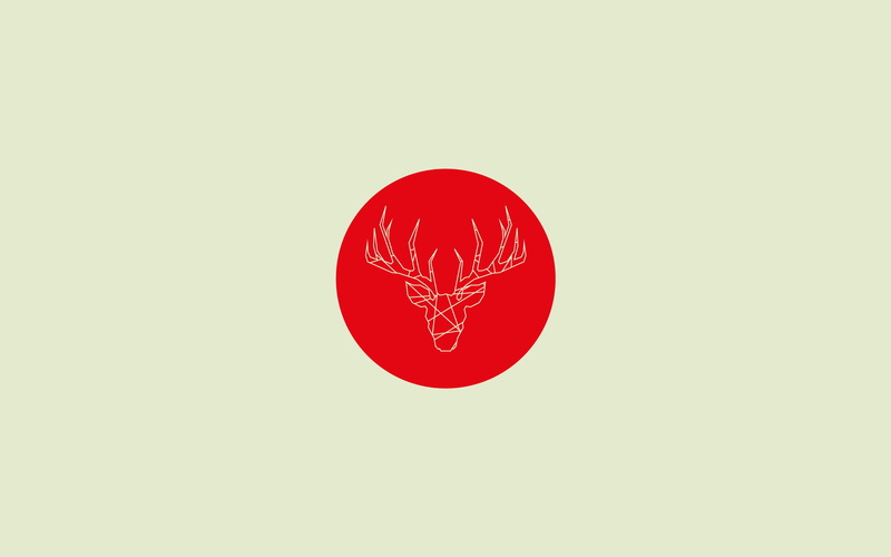 red, circle, 2K, minimalism, deer