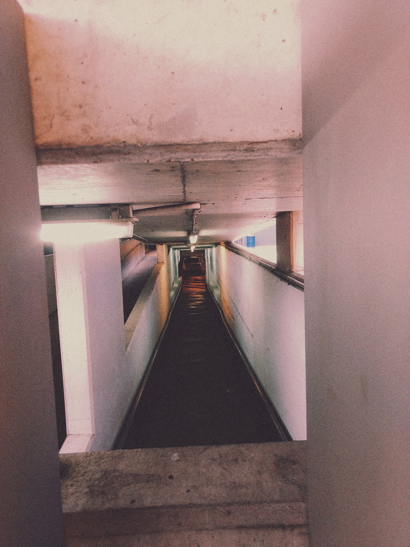 wall, concrete, indoors, vanishing point, direction, wall - building feature, empty, ikea, illuminated, building, arcade, absence, diminishing perspective