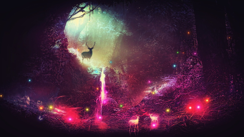 4k, outdoors, hd, night, artwork, sky, beauty in nature, car, no people, plant, fantasy, illuminated, 4K, motion, celebration, firework, deer, exploding