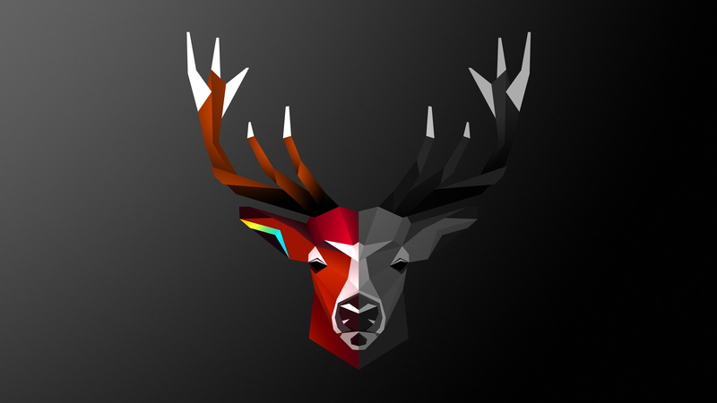 deviantart, abstract, black background, front view, burning, shape, 4K, no people, representation, aggression, single object, red, deer, celebration, creativity