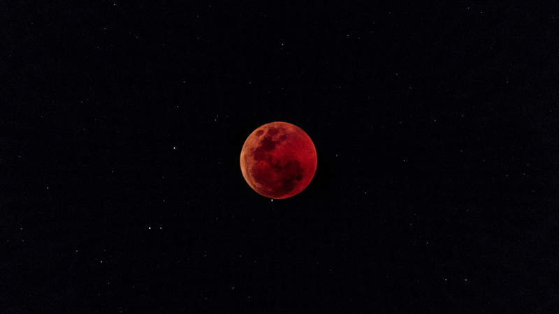2018, red, sky, circle, ken treloar, night, star - space, full moon, luna, eclipse, Moon, geometric shape, 2K, tranquil scene, tranquility, no people