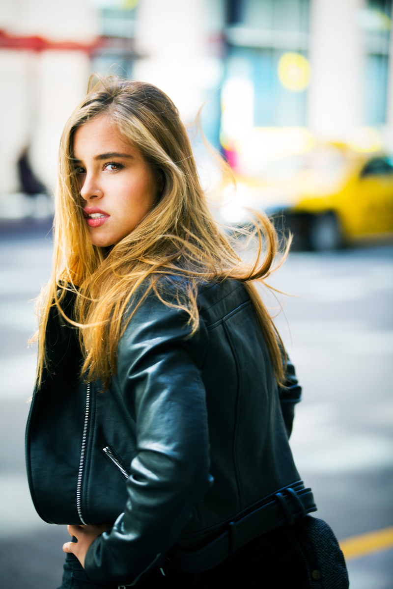 one person, wear, hairstyle, wearing, girl, backward, person, model, blond hair, focus, architecture, young adult, standing, hair, leather, photoshoot