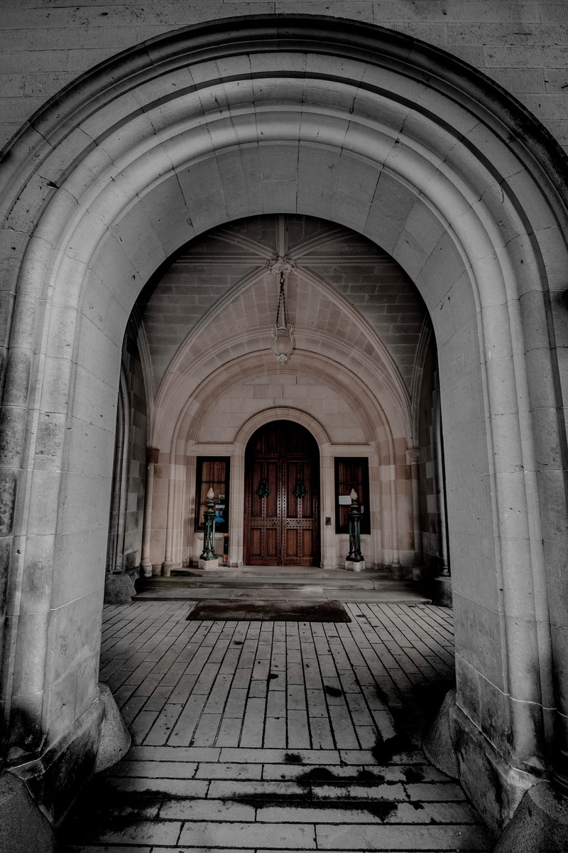 dunrobin castle, sutherland, day, old, outdoors, history, arcade, the past, footpath, entrance, built structure, wood - material, arch, arched, scotland